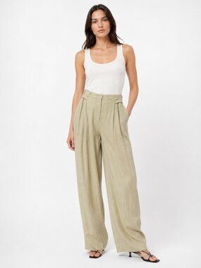 JEAN CLAUDE POITRAS BEIGE POLYNOSIC HIGH RISE TROUSER PANTS - 12